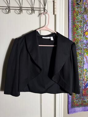 Dressbarn Black Cropped Draped Blazer Jacket - Large